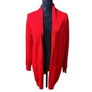 Grace Karin | Vibrant Red Open Front Cardigan with Pockets | Sz L